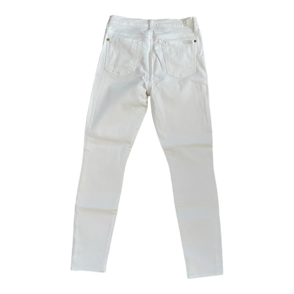Women's Jeans White Cotton Jeans 7 For All Mankind Jeans High Waist Ankle Jeans - Picture 8 of 9
